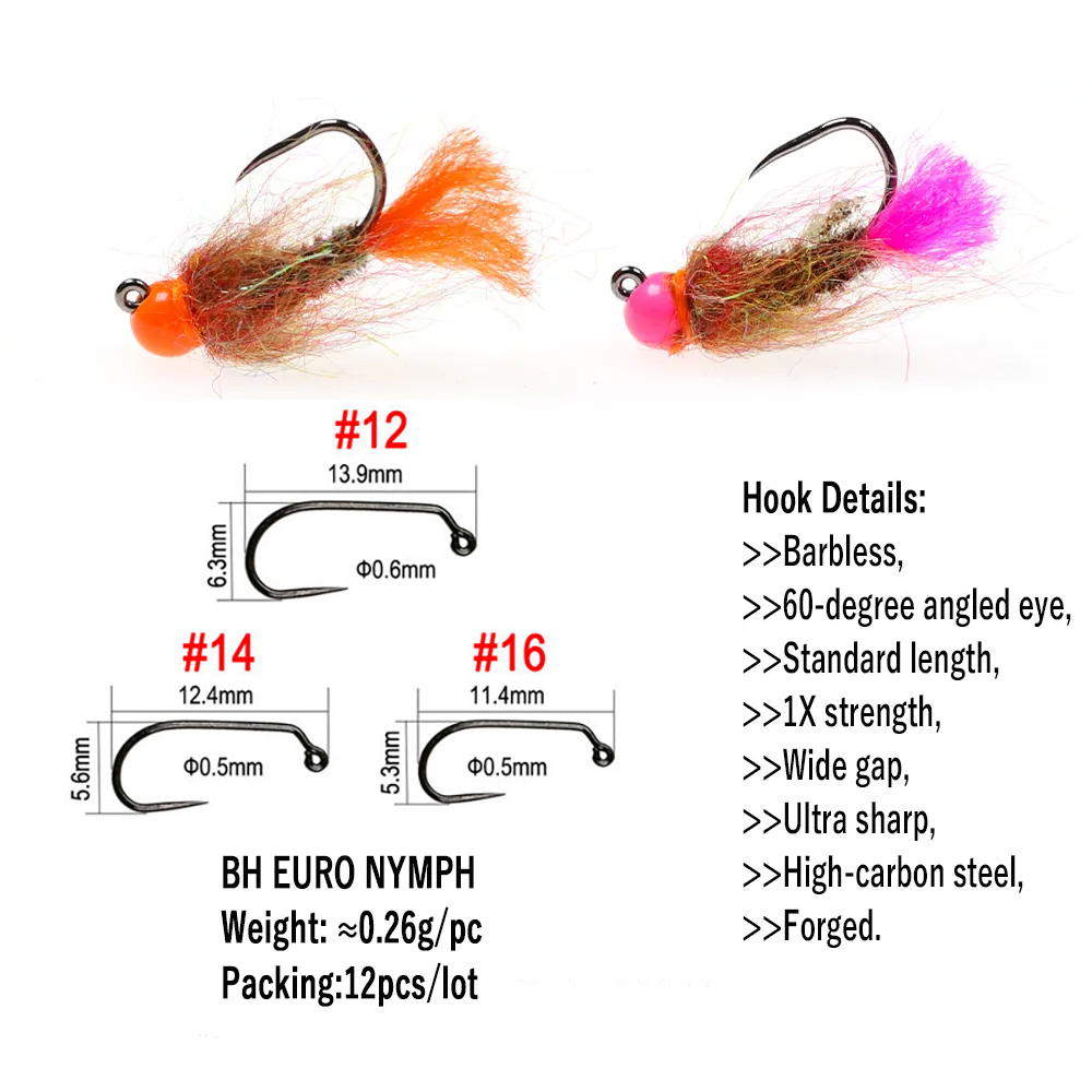 Wifreo 12pcs 텅스텐 비드 헤드 요정 플라이  - Fishing Hook Barbless 리뷰 및 가격