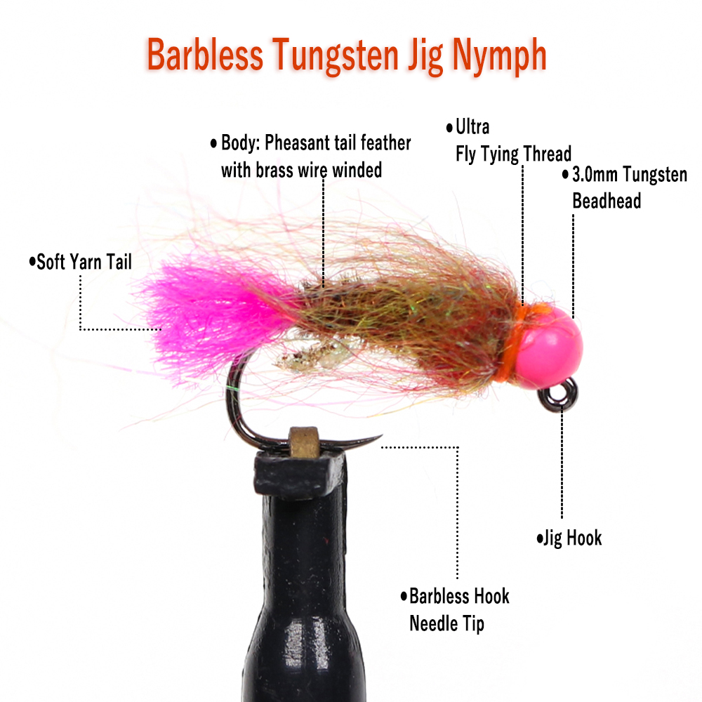 Wifreo 12pcs 텅스텐 비드 헤드 요정 플라이  - Fishing Hook Barbless 리뷰 및 가격
