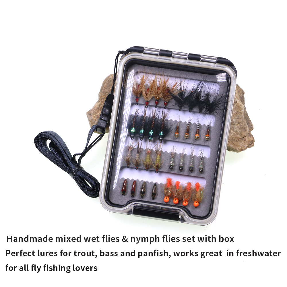 32개 님프 플라이 키트 송어 낚시 플라이 루어 미끼  - Fishing Hook Barbless 리뷰 및 가격