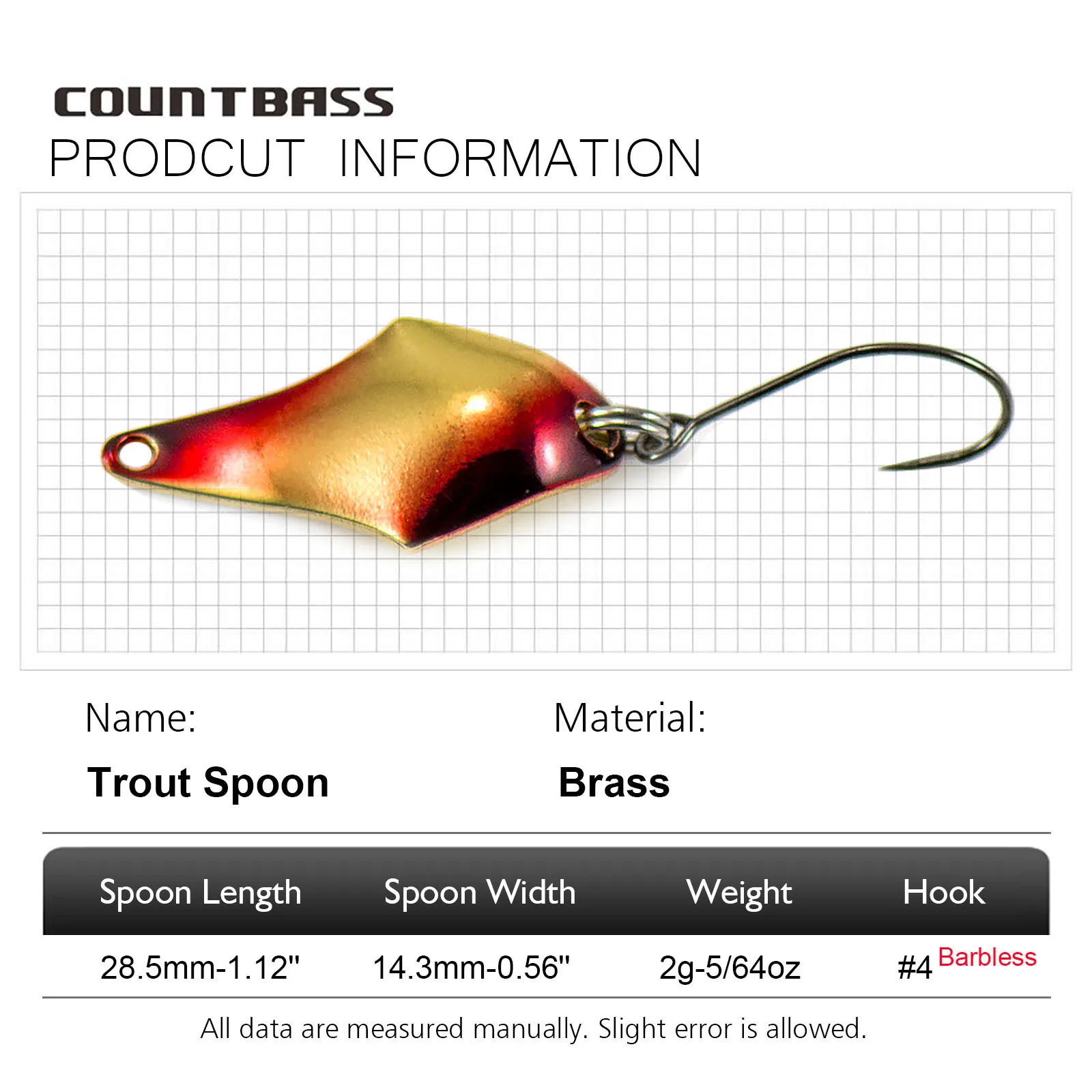 COUNTBASS 5/64oz 2g 캐스팅 스푼(바블리 - Fishing Hook Barbless 리뷰 및 가격