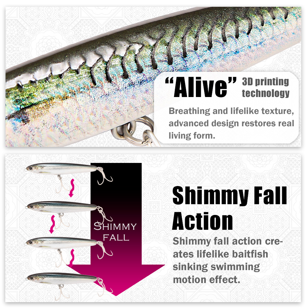 B&U 싱킹 펜슬 피싱 루어 3D 프린팅 고속 침강 B - Fishing Hook Treble 리뷰 및 가격