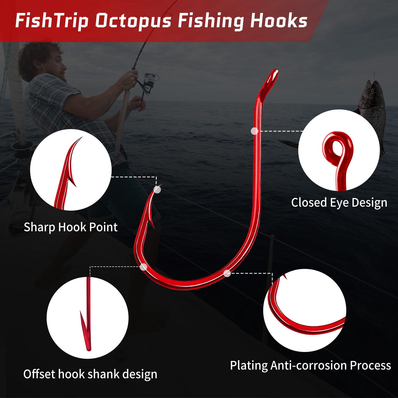 9KM 100Pcs 문어 후크 레드 엑스트라 스트롱 다 - Fishing Hook Circle 리뷰 및 가격
