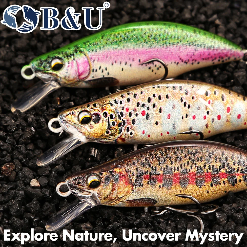 B&U 송어 패턴 하드 베이트 싱킹 미노우 낚시 미끼, - Fishing Hook Treble 리뷰 및 가격