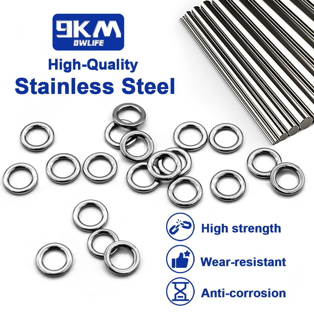 9KM 솔리드 링 낚시용 50개 스테인리스 스틸 링 ( - Fishing Hook Stainless Steel 리뷰 및 가격
