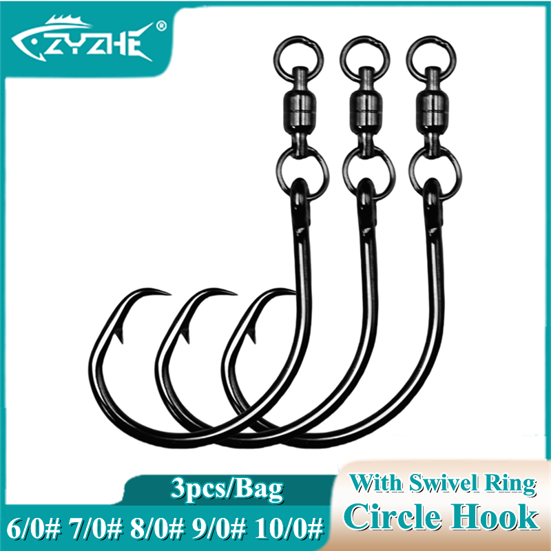 ZYZHE 3/6/9개 스위블 링이 있는 원형 훅 6/ - Fishing Hook Barbless 리뷰 및 가격