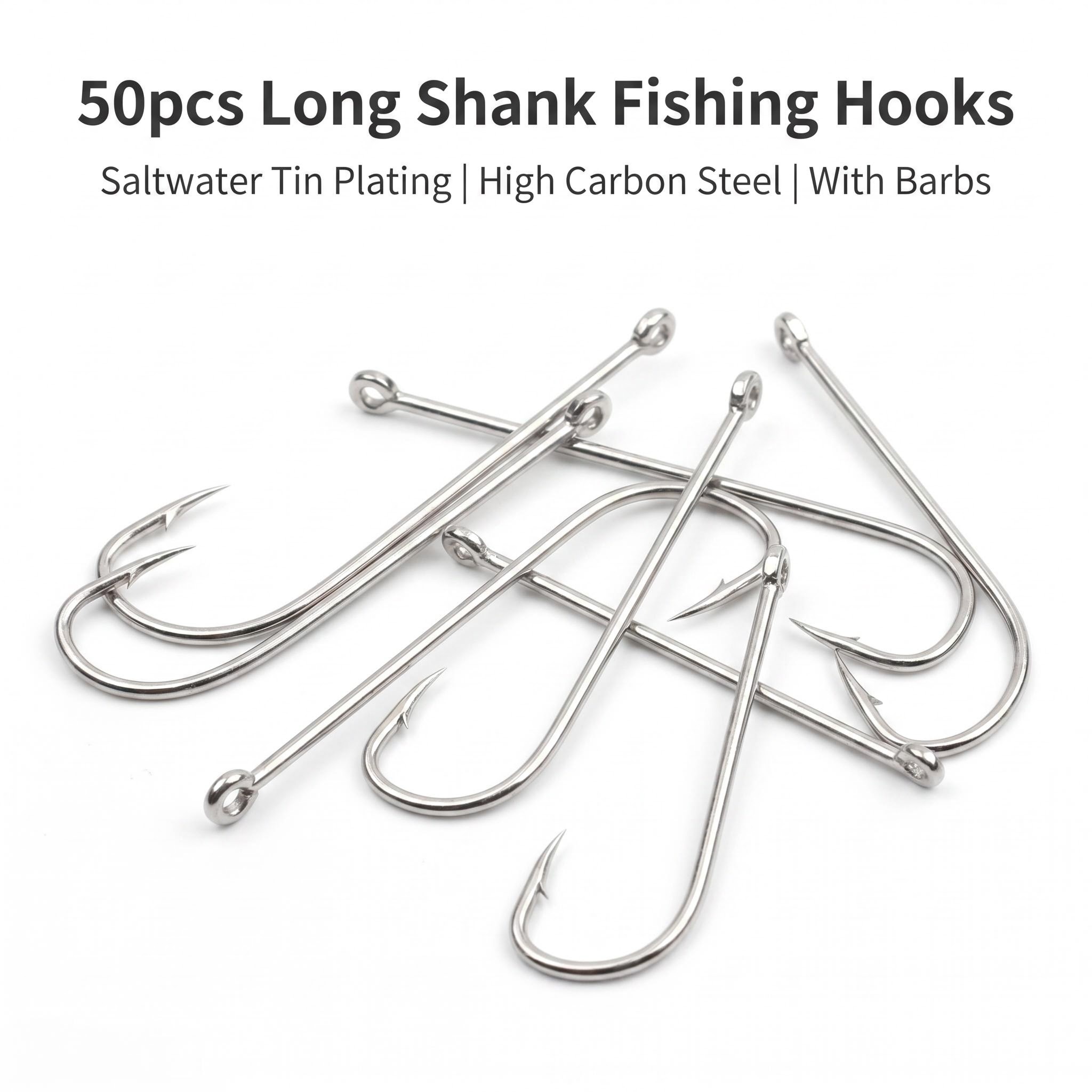 50개입 롱 샹크 바닷물용 원형 훅 – 해양 낚시용 주 - Fishing Hook Circle 리뷰 및 가격
